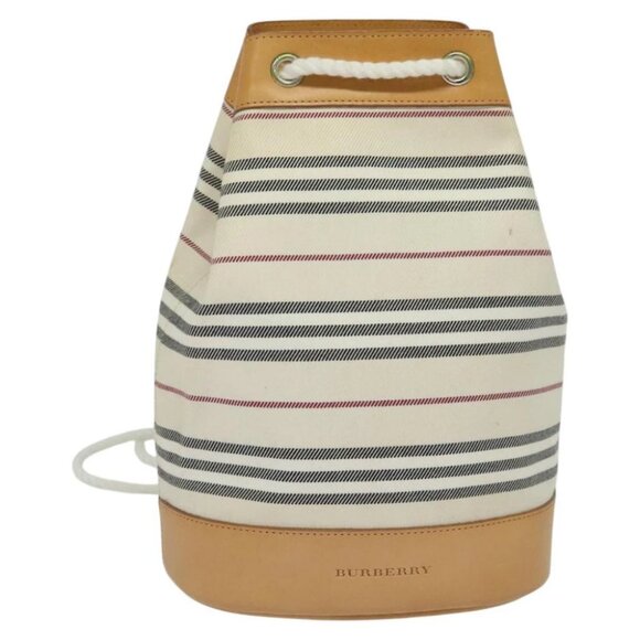BURBERRY Shoulder Bag Canvas Leather White - Picture 1 of 16